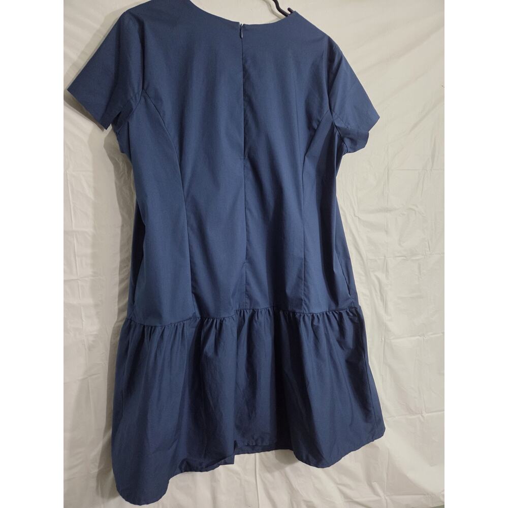 NWT J. Crew Universal Standard Poplin Drop Waist Dress Size XL Blue Pockets Zip - Picture 9 of 9
